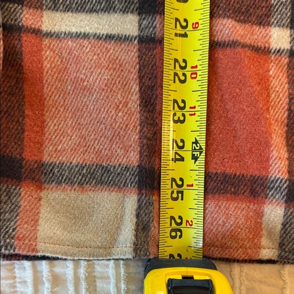 Medium Weight Flannel Plaid Shacket in Orange, Tan Brown - Picture 8 of 9